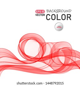 Abstract color wave vector background. Transparent flying light pink waves.