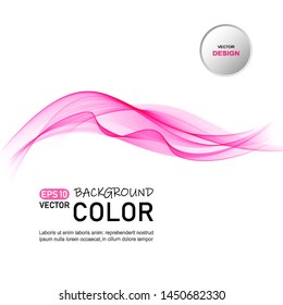 Abstract color wave vector background. Transparent flying light pink waves.
