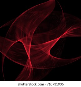 Abstract  color wave vector. Curve flow red motion illustration. Smoke red wave design. 