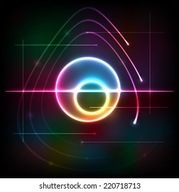 Abstract color waves and circles, design element. Vector background