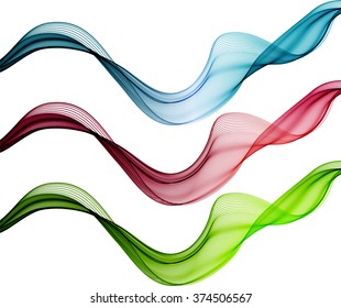 Abstract color waves isolated on white background