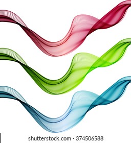 Abstract color waves isolated on white background