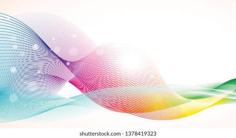 abstract color waves, lines,  on a white 