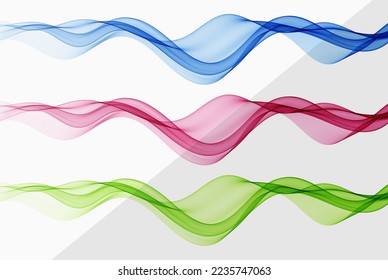 Olas de color abstractas Conjunto de tres ondas, ondas ahumadas abstractas de color