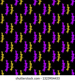 Abstract color women dance scribble stripes seamless pattern on dark background. Vector illustration for design textile, wrapping paper, card, banner, decoration, fabric
