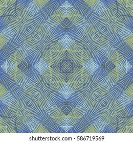 Abstract color xylography background. The protective layer for banknotes, diplomas and certificates. Vector illustration