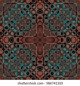 Abstract color xylography background. The protective layer for banknotes, diplomas and certificates. Vector illustration