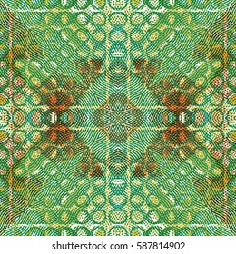 Abstract color xylography background. The protective layer for banknotes, diplomas and certificates. Vector illustration