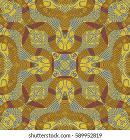 Abstract color xylography background. The protective layer for banknotes, diplomas and certificates. Vector illustration