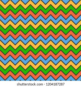 Abstract Color Zigzag Wave Pattern Background. Vector