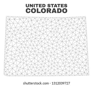 Abstract Colorado State map isolated on a white background. Triangular mesh model in black color of Colorado State map. Polygonal geographic scheme designed for political illustrations.