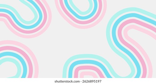 Abstract colored 70s background vector. Classic retro wallpaper with rainbow stripes and wavy lines.