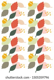abstract colored autumn leaves on a white background, autumn pattern