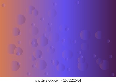 Abstract colored background with bubbles. Violet, blue, orange background with abstract circles spheres. Embossed circles and round bumps on dark background. Copy space. Stock vector illustration
