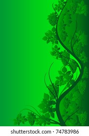 Abstract colored background with bunches of grapes and leaves