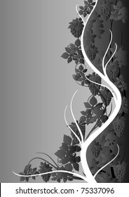 Abstract colored background with bunches of grapes and leaves