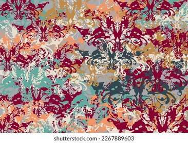 Abstract colored background with butterfly elements for textiles or fabrics. Tropical butterfly motifs for fashion trends, scrapbooking, holidays or events, interior solutions, covers, wallpaper, etc.
