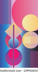 abstract colored background of circles, stripes and squares