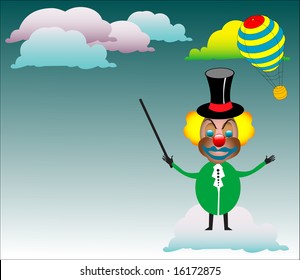 Abstract colored background with clown presenting the weather forecast
