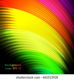 Abstract colored background. It consists of colored wavy lines on a black background.