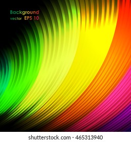 Abstract colored background. It consists of colored wavy lines on a black background.