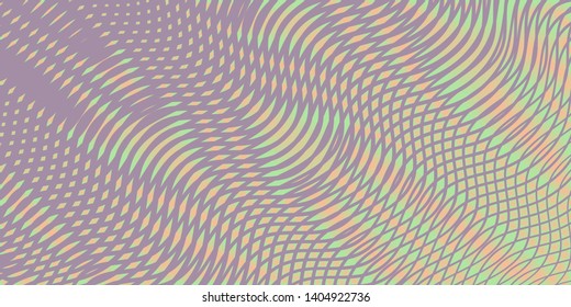 Abstract colored background with Fluid effect. Vector warped lines colorful iridescent backdrop with moire waves. For modern design gift wrapping, design of books, websites, accessories .