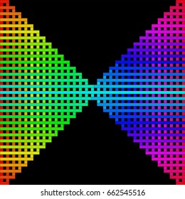 Abstract colored background in the form of woven strips on a black background
