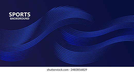 Fondo de color Abstractas con puntos de onda azul futurista. Fondo de Vector moderno con ondas dinámicas. póster deportivo Plantilla de fondo de Vector. Eps 10