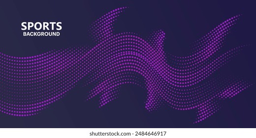 Abstract colored background with futuristic purple wave dots. modern Vector background with dynamic waves. sports poster vector background template. Eps 10