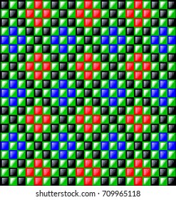 abstract colored background image consisting of lines with red, blue, green and black glossy blocks