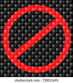 abstract colored background image consisting of lines with gray black glossy blocks and red sign prohibition