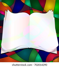 abstract colored background and image of empty book consisting of lines