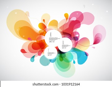Abstract colored background with leafs and place for your 3 quotes.