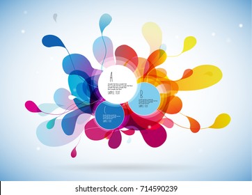 Abstract colored background with leafs and place for your 3 quotes.