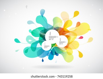 Abstract colored background with leafs and place for your 3 quotes.