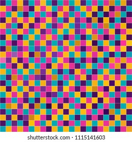 Abstract colored background with mesh of squares. Mosaic. Geometric template
