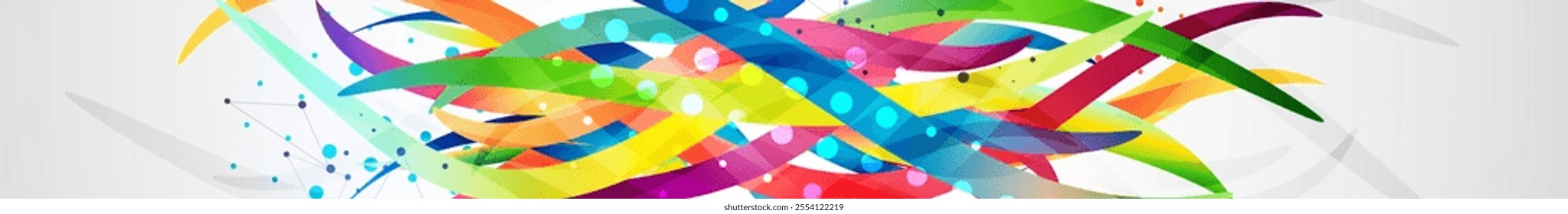 Abstract colored background on a gray gradient. Curves painted in bright colors, arbitrarily mixed with each other. Hand drawn vector.