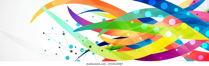 Abstract colored background on a gray gradient. Curves painted in bright colors, arbitrarily mixed with each other. Hand drawn vector.