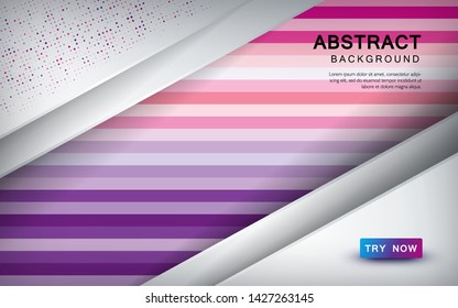 Abstract colored background with overlap layer and color halftone decoration. Pink and purple palette.