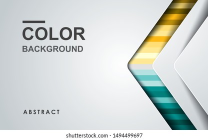 Abstract colored background with overlap layer and golden texture decoration. Yellow and green tosca palette.