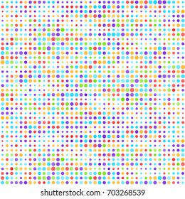 Abstract colored background with random different size dots or circles. Halftone. Geometric style.
