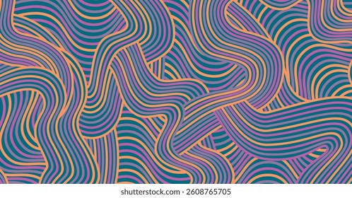 Abstract colored background textured irregular wave striped lines. seamless geometric pattern design for certificates, invitations, textiles, apparel, covers, banners and more.