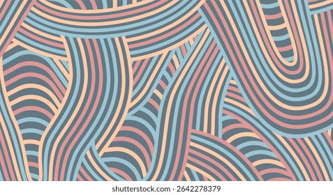 Abstract colored background textured irregular wave striped lines. seamless geometric pattern design for certificates, invitations, postcard, textiles, apparel, covers, banners and more.