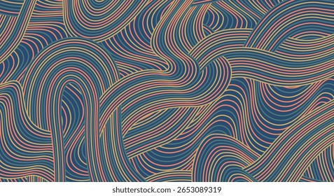 Abstract colored background textured irregular wave striped lines. seamless geometric pattern design for certificates, invitations, postcard, textiles, apparel, covers, banners and more.