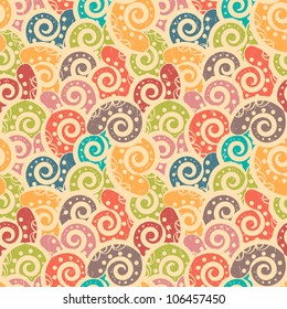 Abstract Colored Background Tiled with paisley. Seamless grunge Texture