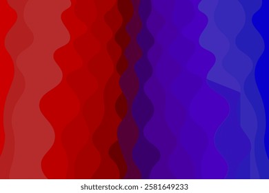 Abstract colored background with transition from blue to red with waves. Vector illustration of background