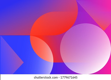 Abstract colored background from triangles, circles and lines. Vector. Geometric figures. Horizontal vibrant gradient background for projects. Modern style. Illustration for website and poster.