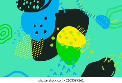Abstract colored background from triangles, circles and lines. Vector. Geometric figures. Horizontal vibrant gradient background for projects. Modern style. Illustration for website and poster.