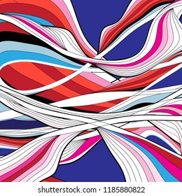 Abstract colored background with wavy elements