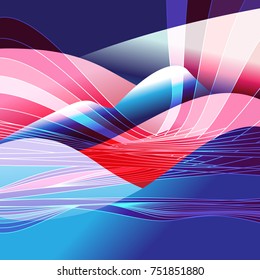 Abstract colored background with wavy elements